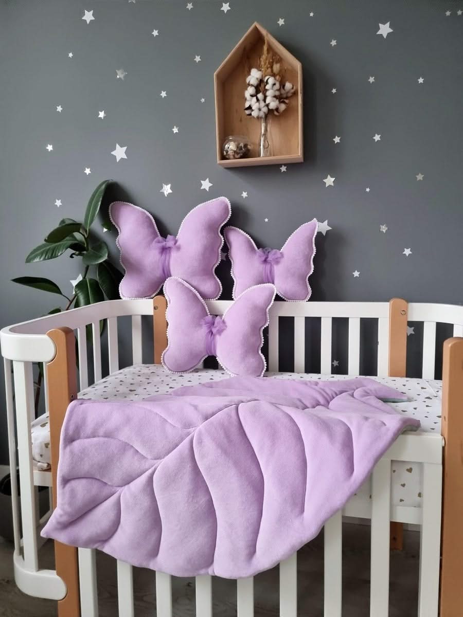 Canilc Blush Rose Butterfly Nursery Crib Pillow