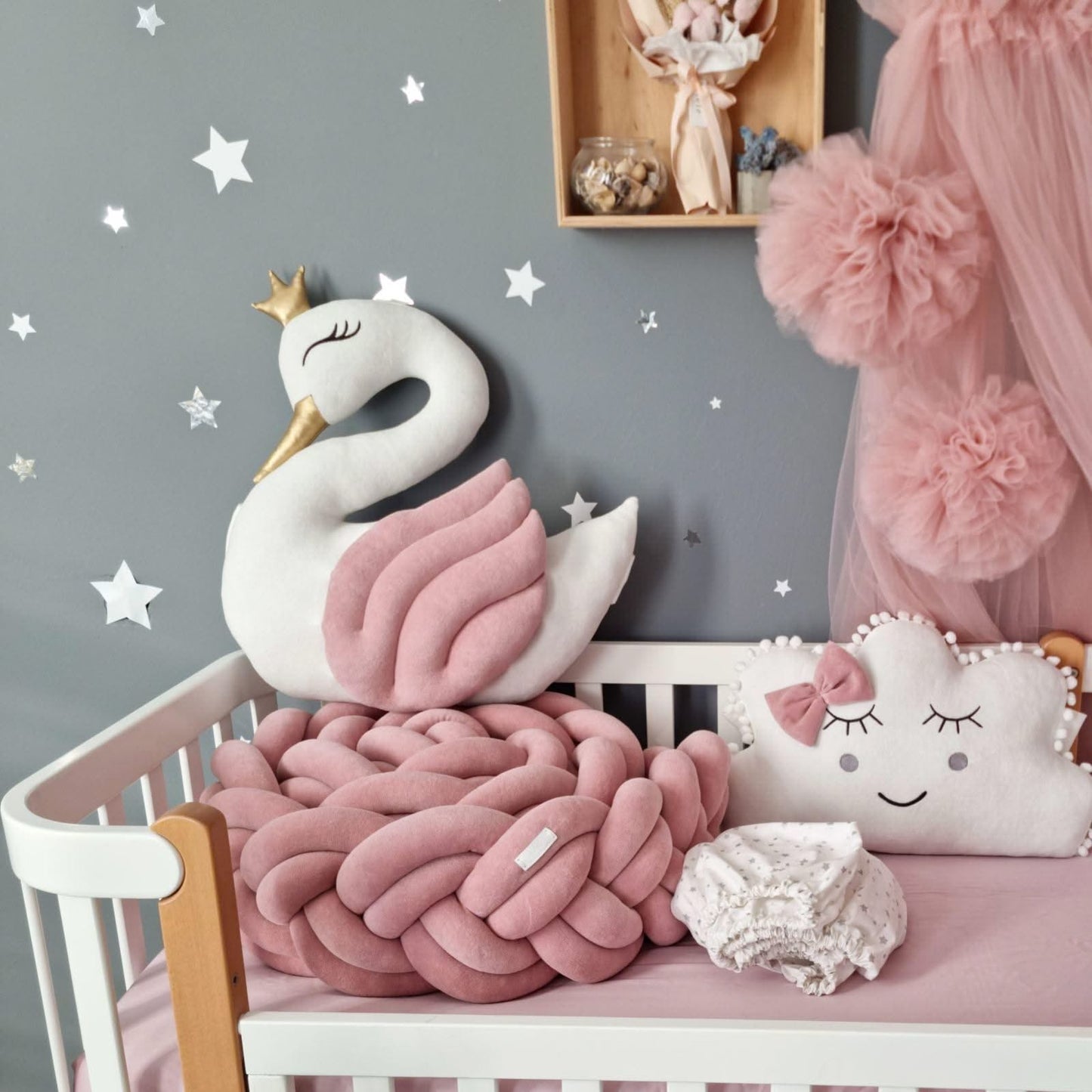 Canilc Princess Swan Blush Decorative Throw Pillow
