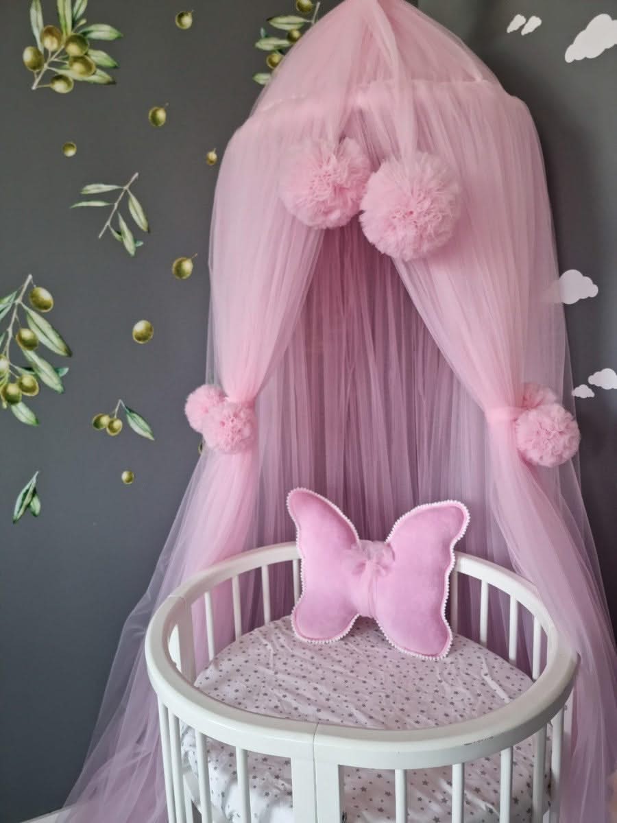 Canilc Blush Rose Butterfly Nursery Crib Pillow