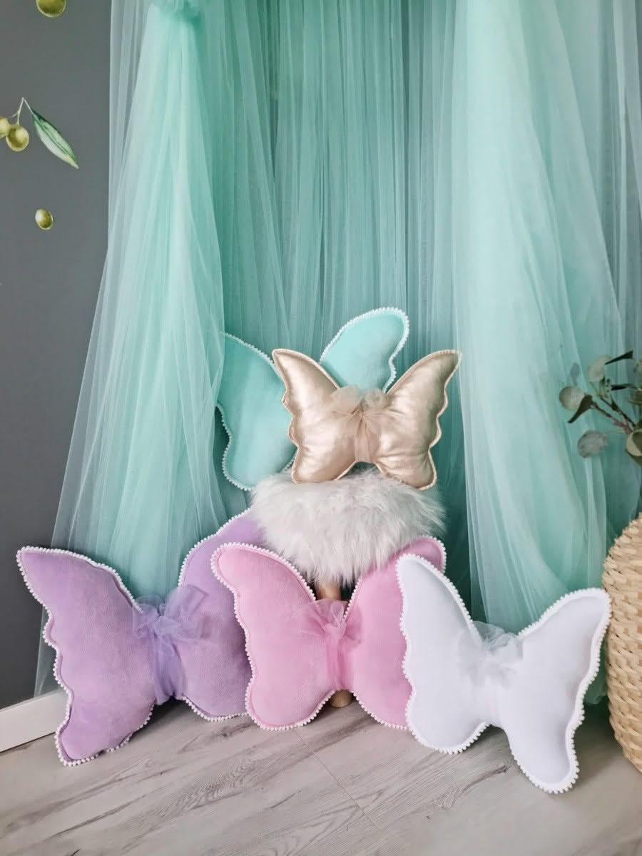 Canilc Blush Rose Butterfly Nursery Crib Pillow
