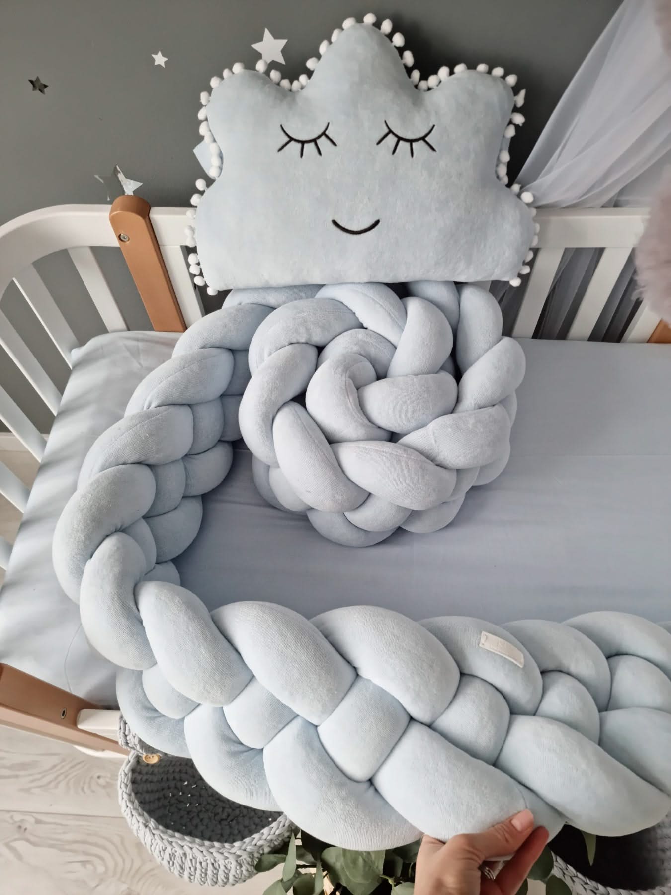 Canilc Handmade Cotton Velour Double Braided Nursery Rail Cover - 20 cm