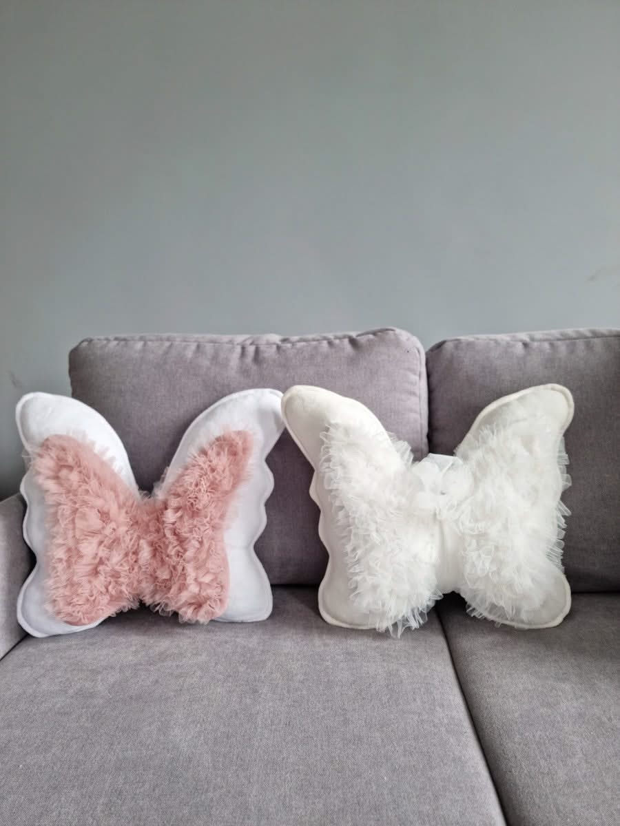 Canilc Decorative Butterfly Pillow - Soft Cotton Velour Nursery Accent
