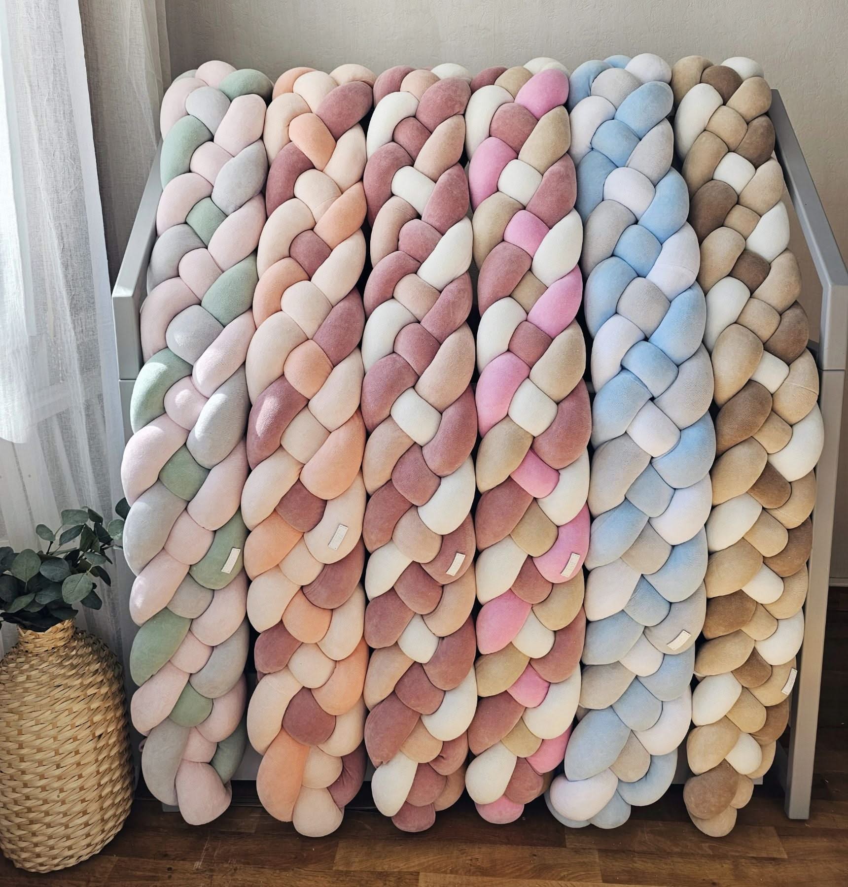 Canilc Handmade Cotton Velour Double Braided Nursery Rail Cover - 20 cm