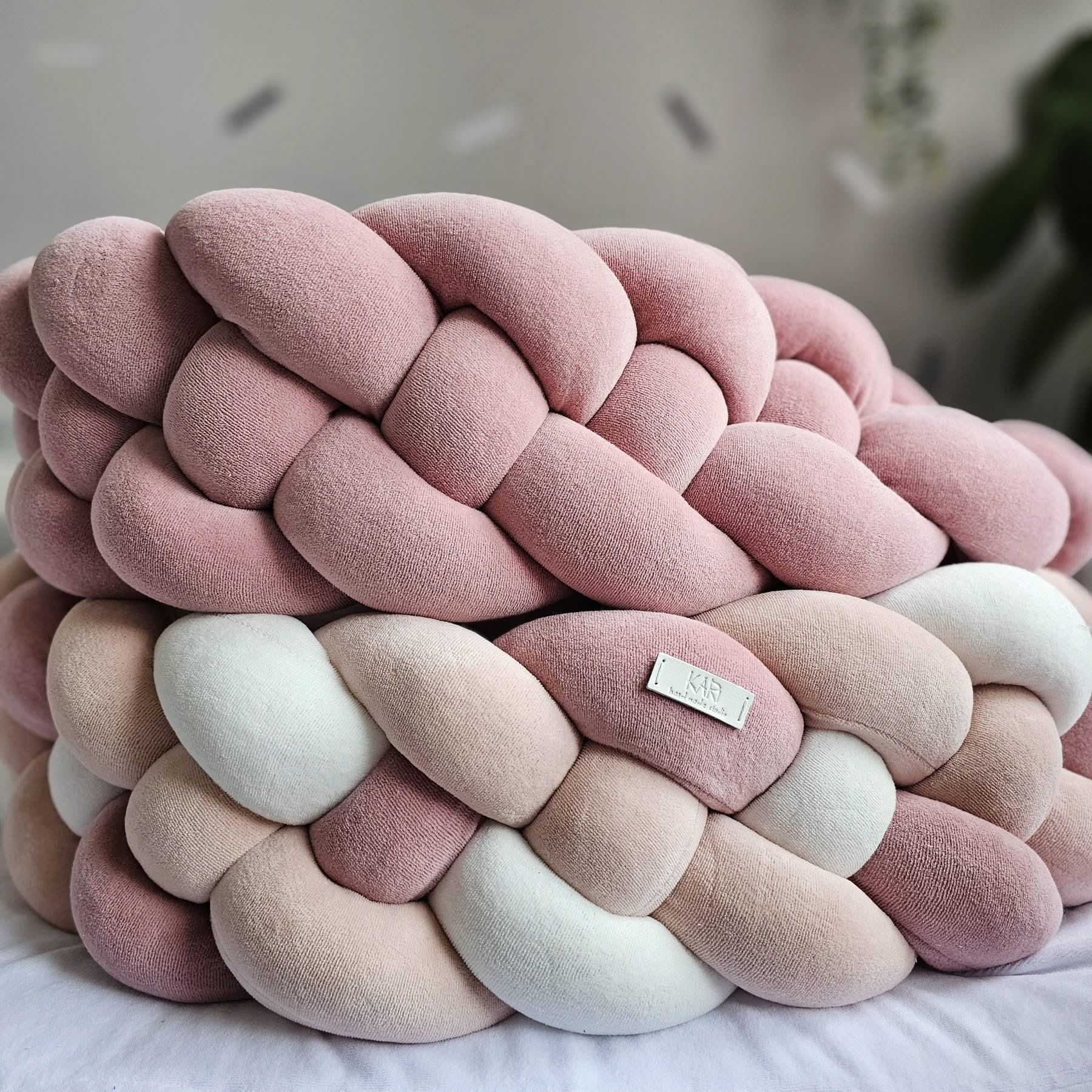 Canilc Handmade Cotton Velour Double Braided Nursery Rail Cover - 20 cm